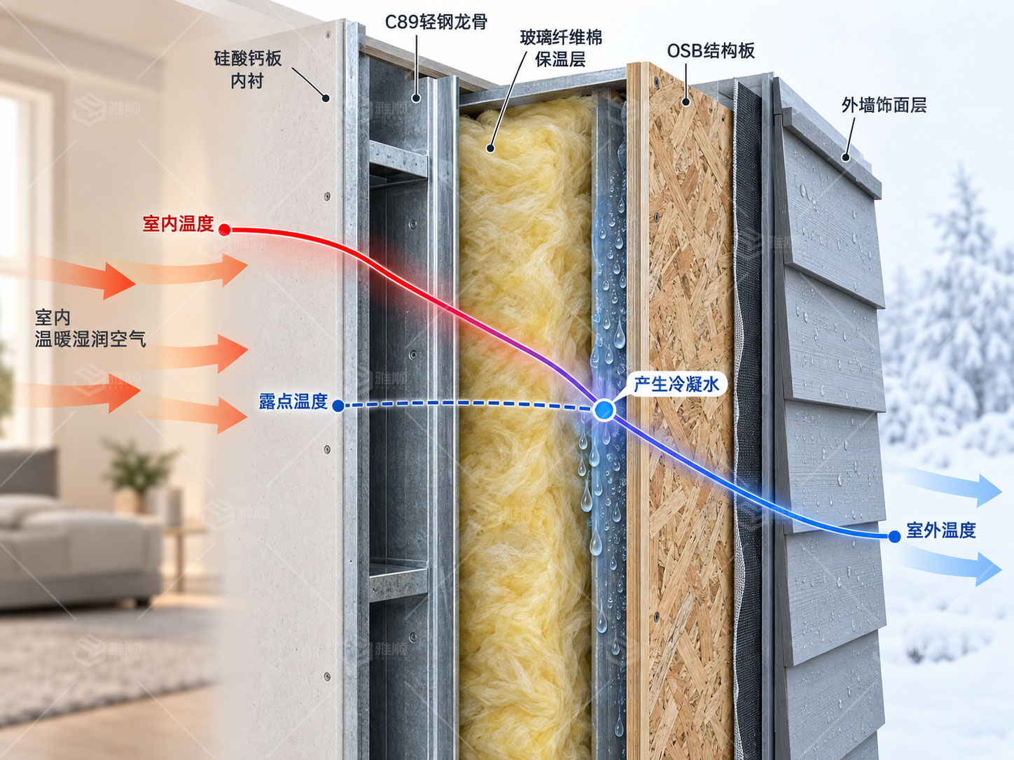 轻钢住宅为什么会结露？从露点、热桥到防水透气层和隔汽层全面解析