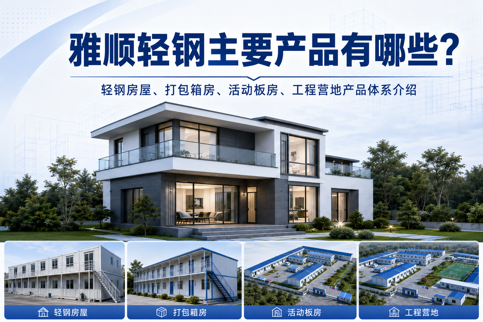雅顺轻钢主要产品有哪些？轻钢房屋、打包箱房、活动板房和工程营地产品体系介绍